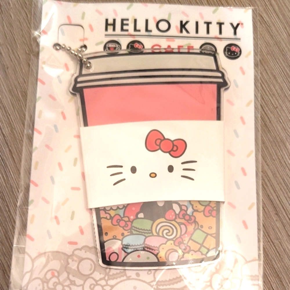 🆕HELLO KITTY Pink Coffee Cup/Bag Charm Keychain Nwt - Picture 3 of 4